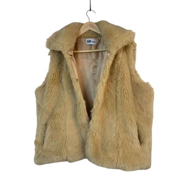 Vintage Setmar New York Womens Faux Fur Vest Tan L/XL RC10392 - Picture 1 of 11